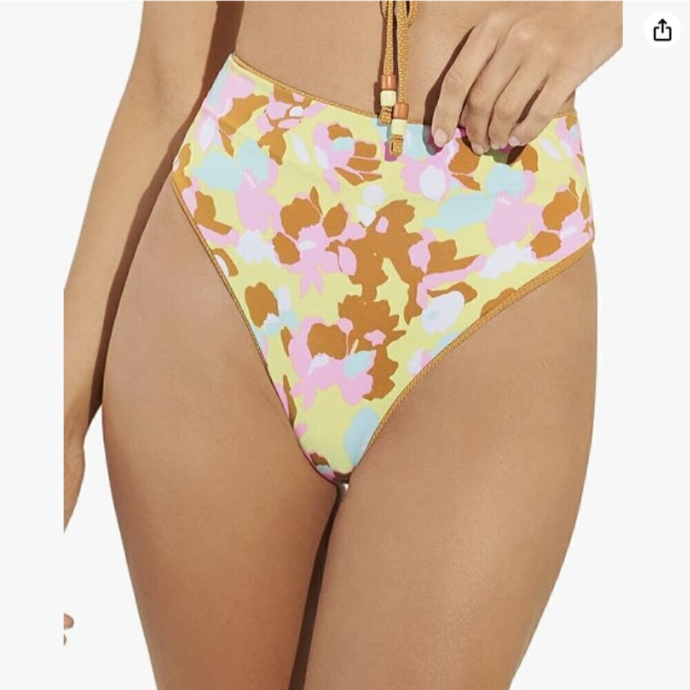 Maaji Suzy Q Golden Hour High Rise Reversible Bikini Bottom Floral Size 3XL